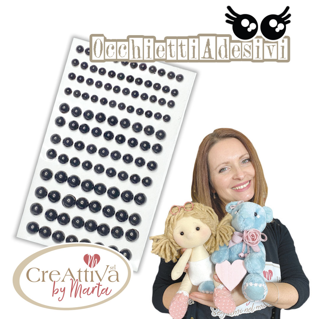 FOGLIO DA 104 OCCHI  MEZZE SFERE ADESIVE MISTE 6-8-10MM - 78SFERE400