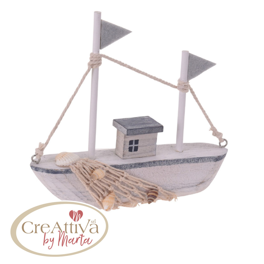 BARCA LEGNO CON RETE 16X14CM COL.ASSORTITI - 93DEC16000