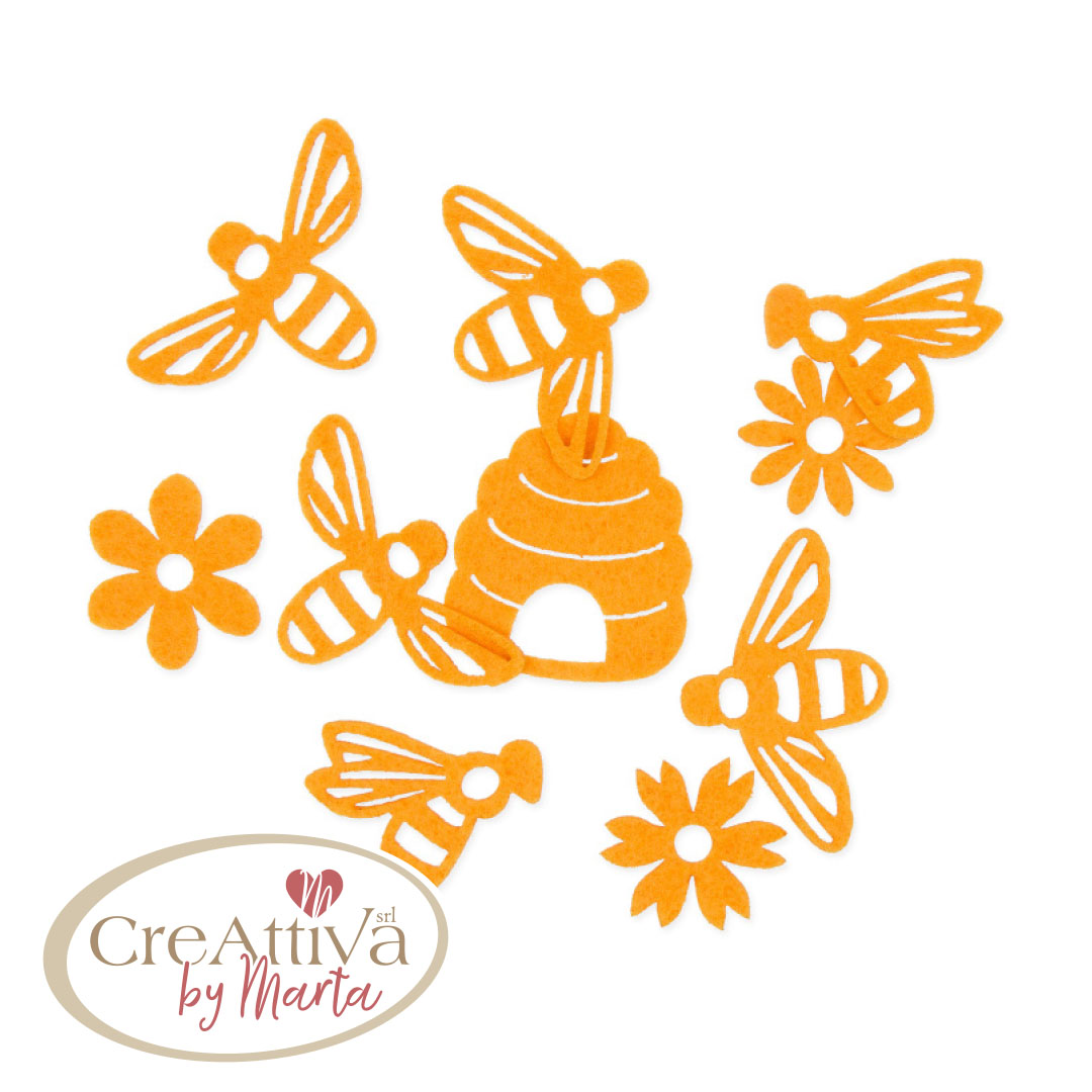 SET 20PZ API-FIORI-MIELE IN FELTRO 6CM - 97DEC05000