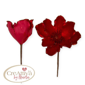 FIORE IN VELLUTO 13CM - Rosso - 012