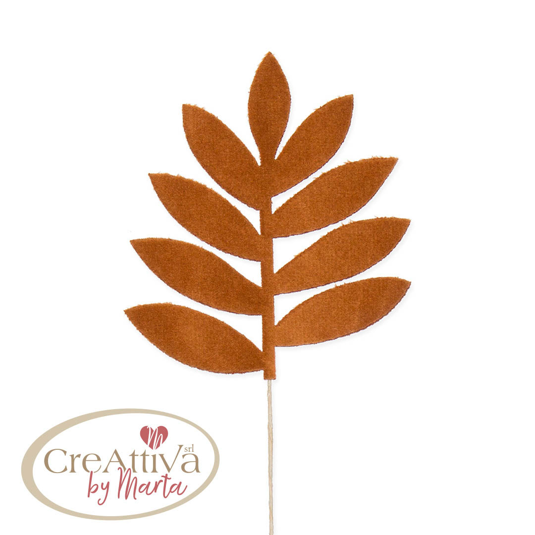 SET 6 RAMI FOGLIE IN VELLUTO CINIGLIATO 6X13,5CM