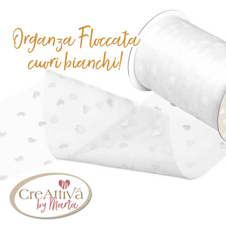 NASTRO ORGANZA FLOCCATA A CUORE H.10CM - 97NAS05500