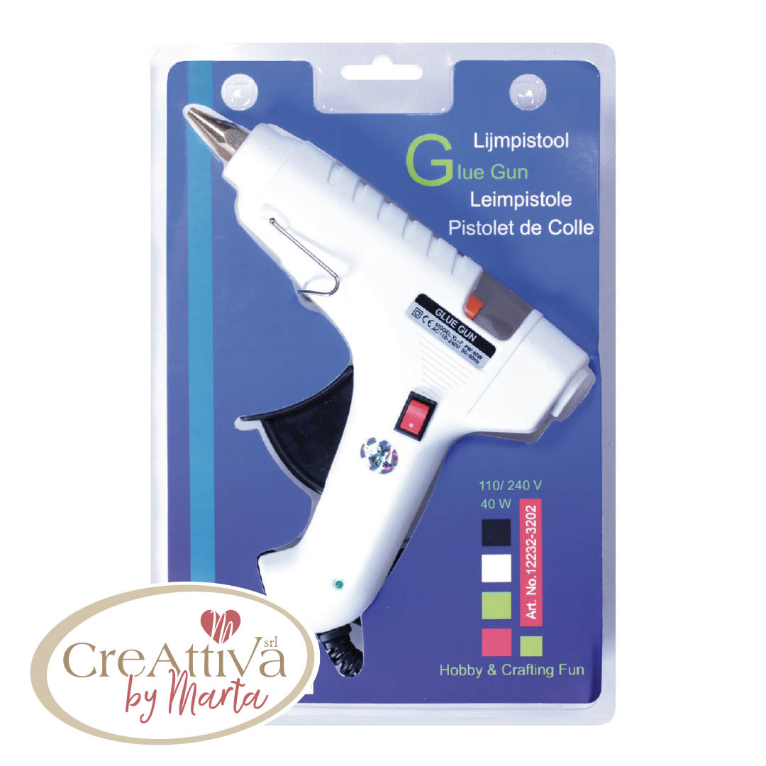PISTOLA COLLA A CALDO GRANDE 40W CON INTERRUTTORE BIANCO - CRACC030