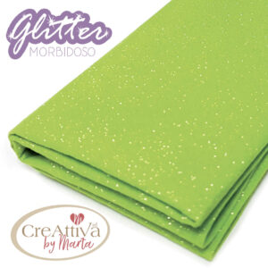 PANNOLENCI MORBIDOSO 1MM GLITTERATO ARGENTO 50X45MM - CRGLIT01 - Verde Mela Glitter - GVM