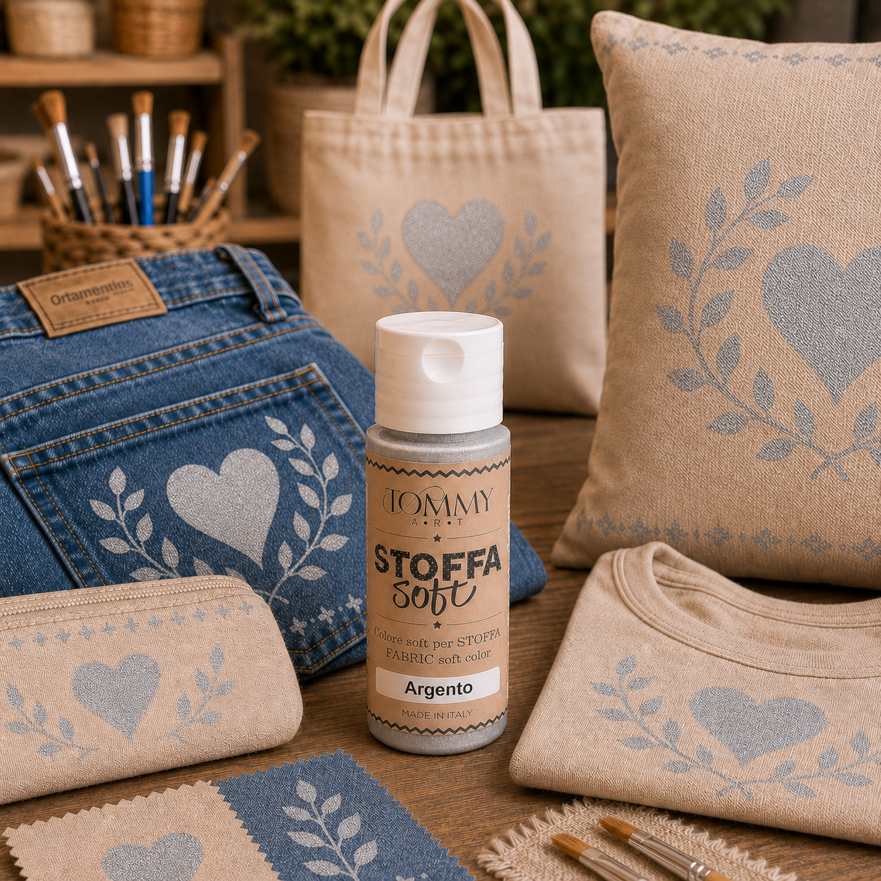 Colore per tessuti argento con stoffe decorate