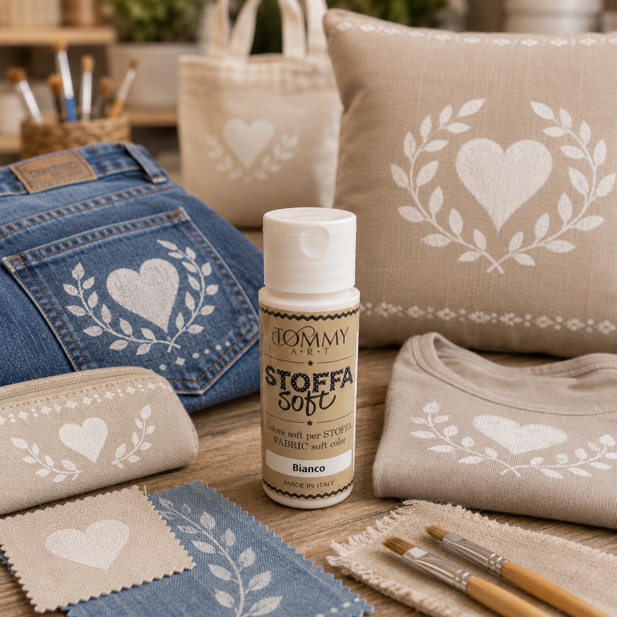 Colore per stoffa bianco con tessuti decorati