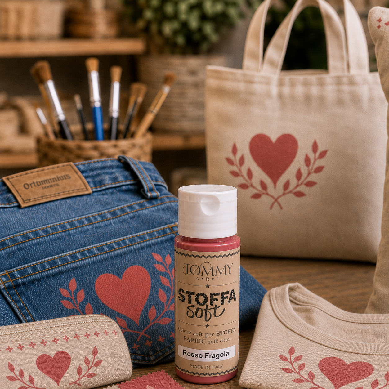 Colore per tessuti e accessori decorati a cuore