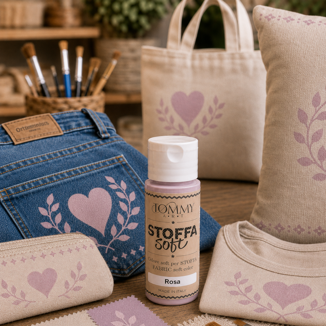 Colorante rosa per tessuti con capi decorati
