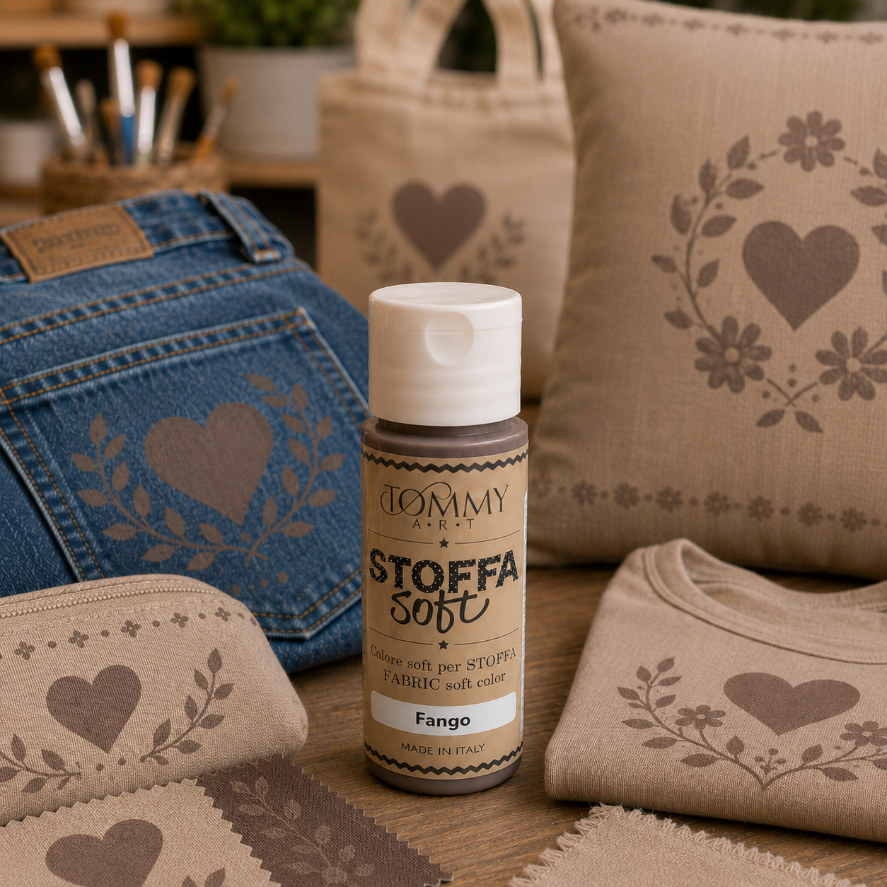 Colore per tessuti Tommy Art su stoffe decorate
