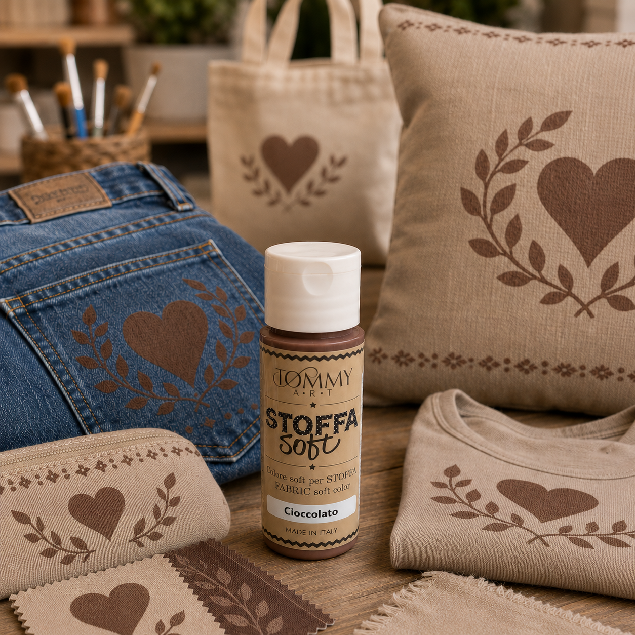 Vernice per tessuti e stoffe decorate a cuore