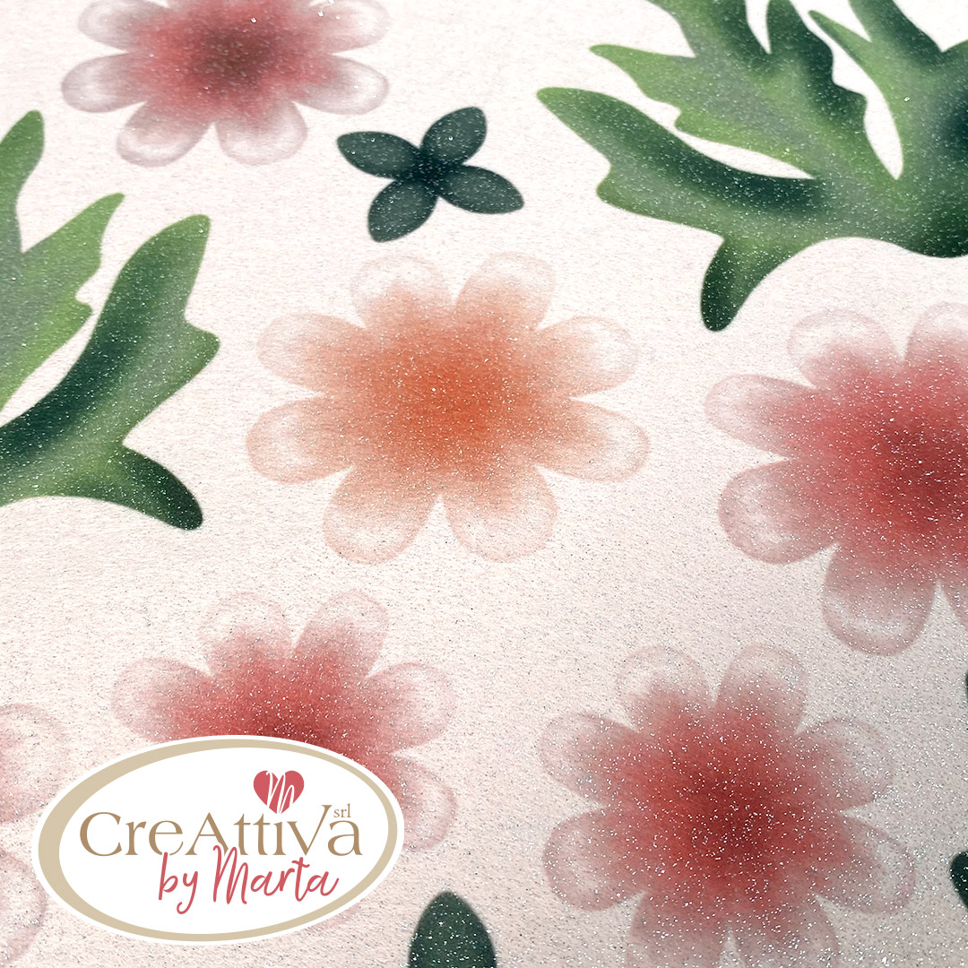 PANNOLENCI MORBIDOSO STAMPATO DECO GLITTER FIORI DELPHINIUM- CRDGL00100 - immagine 5