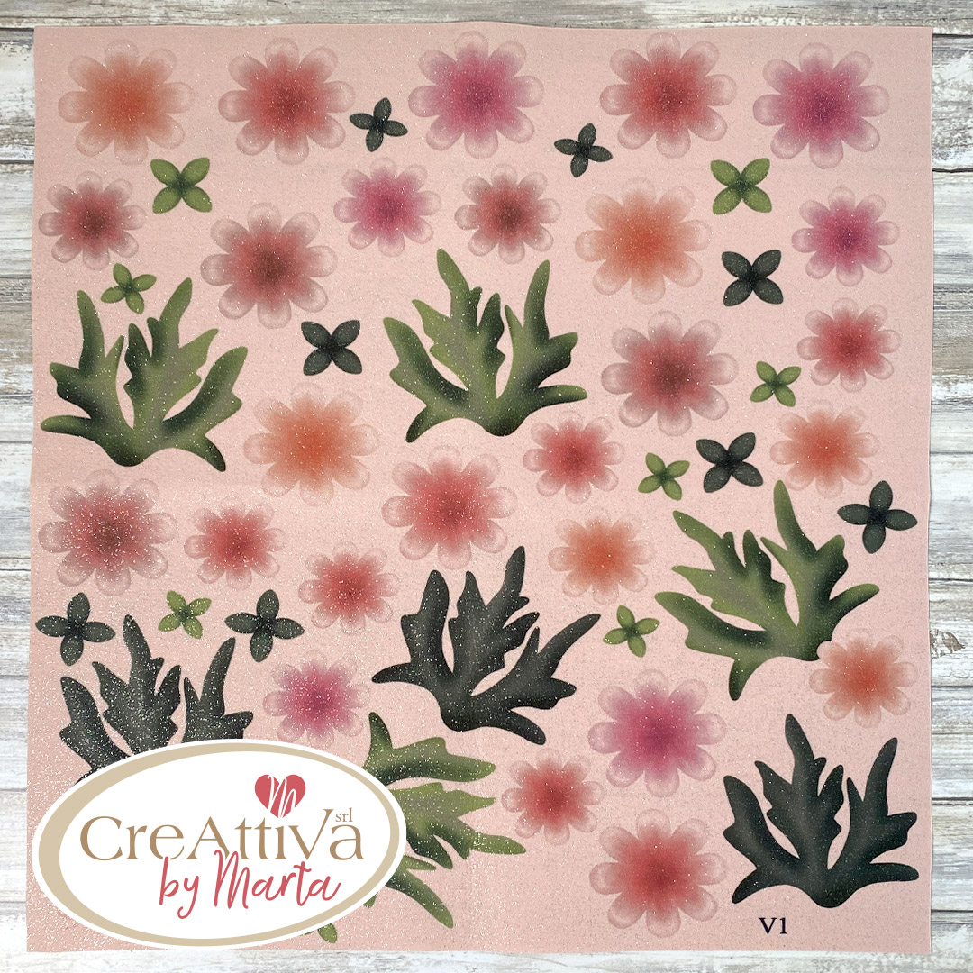 PANNOLENCI MORBIDOSO STAMPATO DECO GLITTER FIORI DELPHINIUM- CRDGL00100 - immagine 2