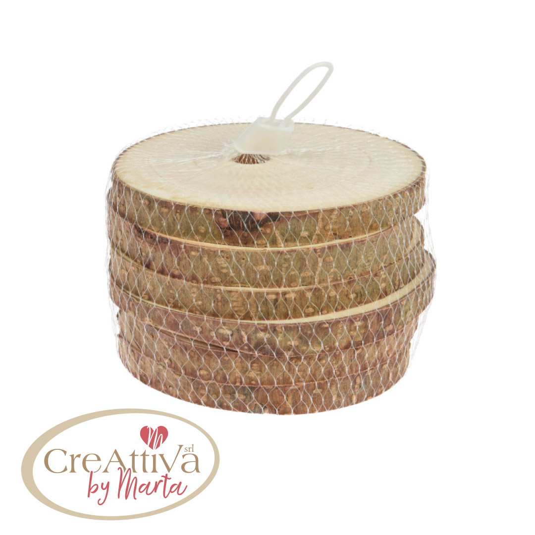 SET 6 DISCHI DI LEGNO NATURALE 11X1CM CIRCA - 93DEC30600