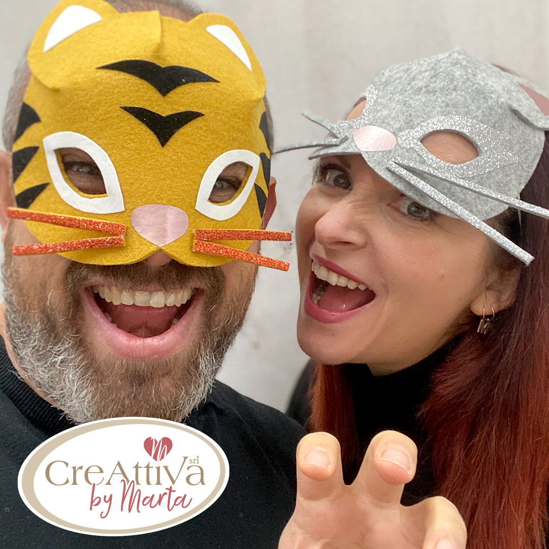 KIT MASCHERINE DI CARNEVALE GATTO e TIGRE IN FELTRO 3MM E TAKASU' - CRKIT36600 - immagine 3