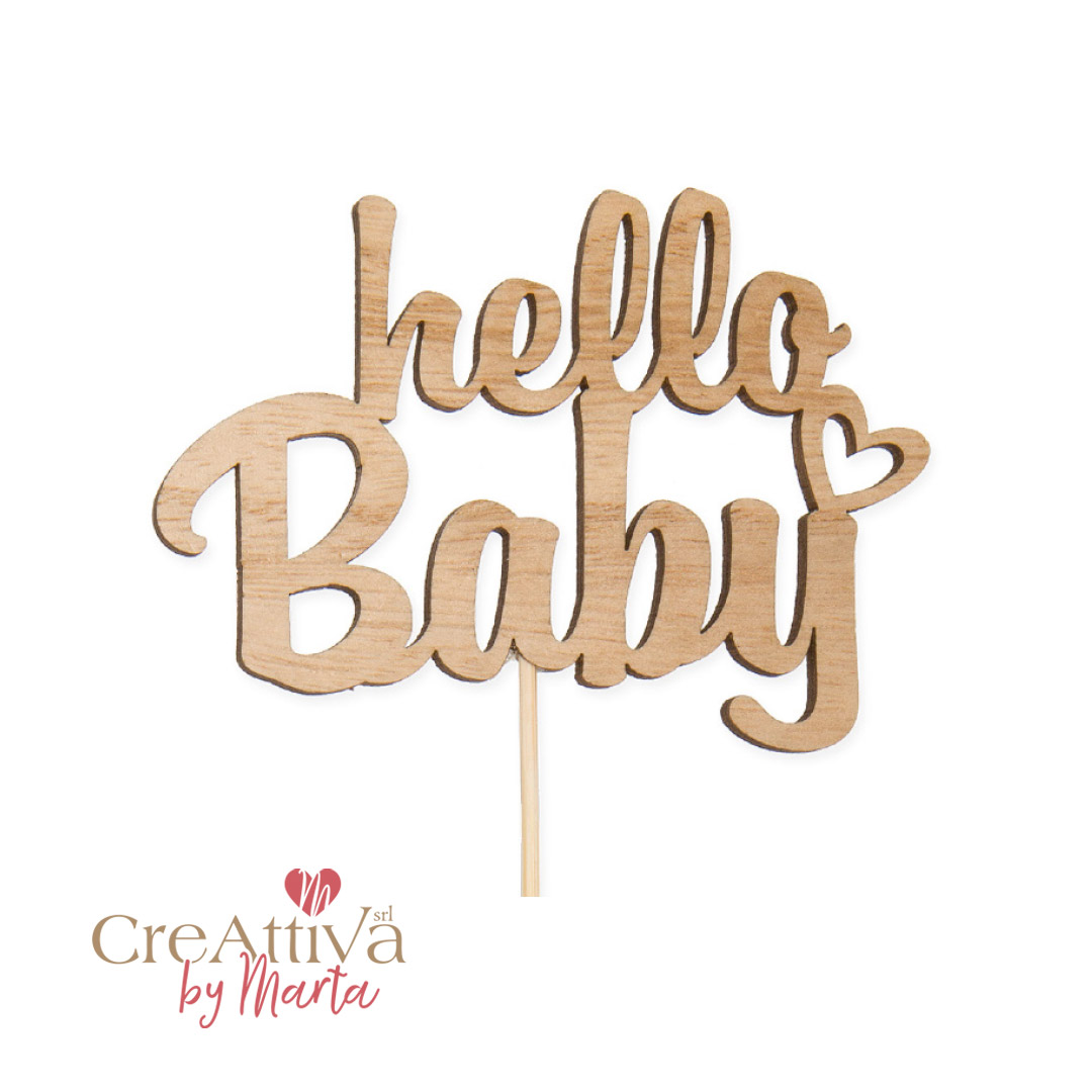 SCRITTA HELLO BABY IN LEGNO 9X6,5CM - 97DEC13300