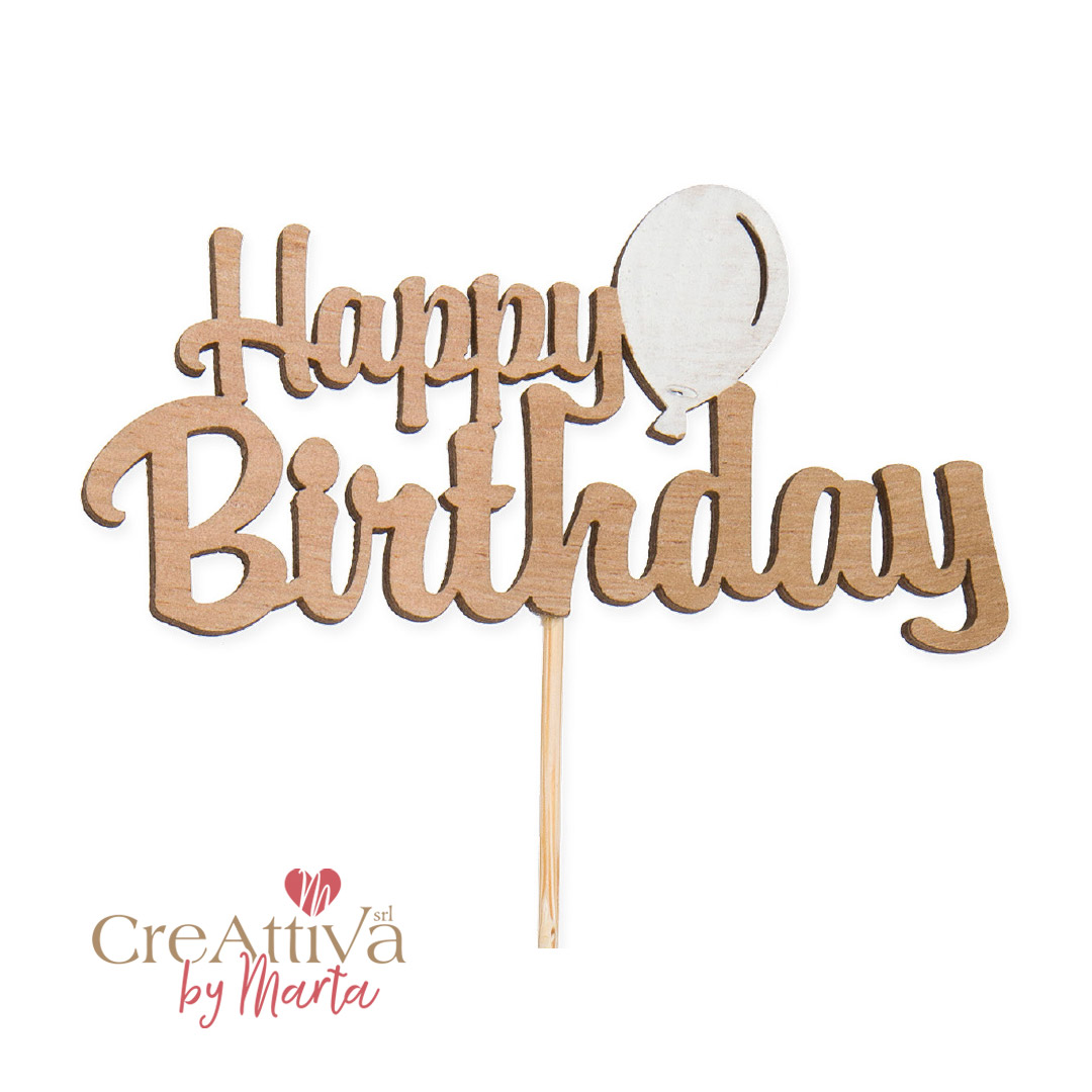 SCRITTA IN LEGNO HAPPY BIRTHDAY 12X6CM - 97DEC13500