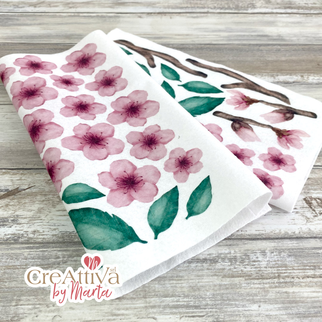 KIT ANNAFFIATOIO FIORI DI PESCO IN FELTRO 3MM E PANNOLENCI STAMPATO DECO - CRKIT40500 - immagine 5