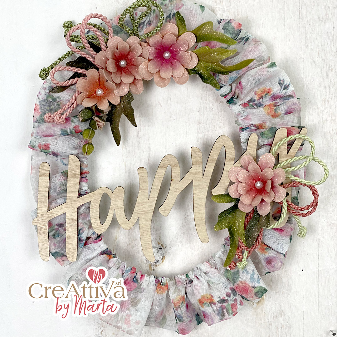 KIT GHIRLADA CON GARZA LEGGERA ROSE E PANNOLENCI STAMPATO DECO GLITTER DELPHINIUM - CRKIT39500 - immagine 2