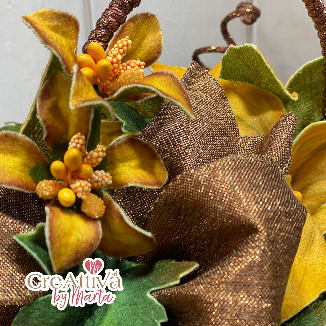 KIT ZUCCA IN JERSEY E PANNOLENCI MORBIDOSO STAMPATO DECO I FIORI DI ZUCCA - CRKIT415 - immagine 3