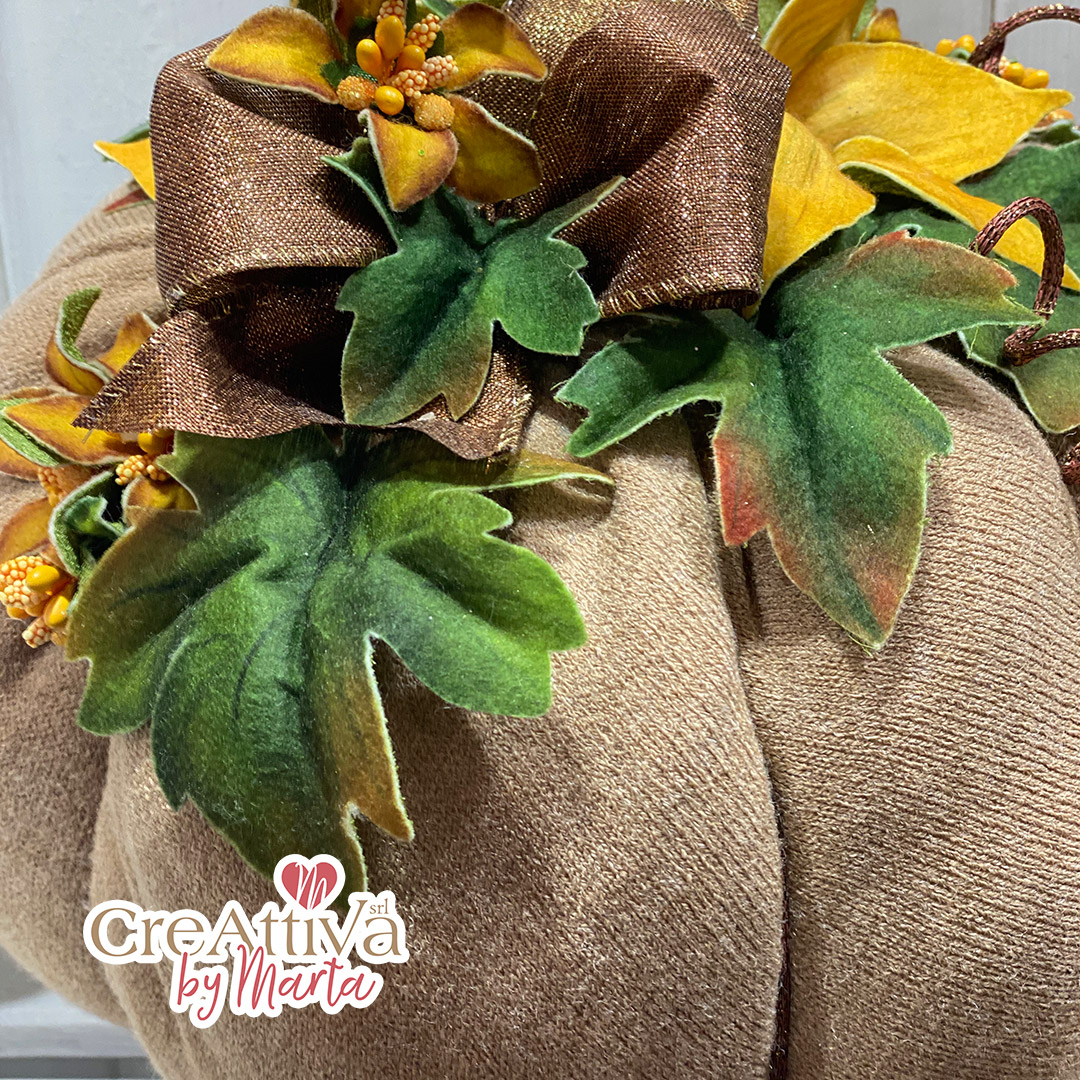 KIT ZUCCA IN JERSEY E PANNOLENCI MORBIDOSO STAMPATO DECO I FIORI DI ZUCCA - CRKIT415 - immagine 2