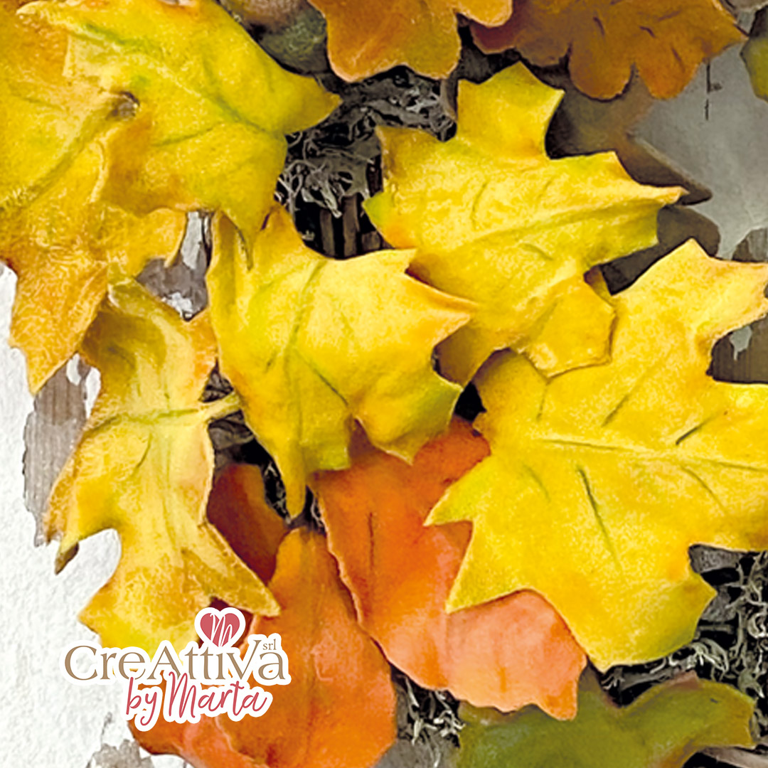 KIT GHIRLANDA FOGLIE AUTUNNALI E GHIANDE IN VELLUTO CINIGLIATO - CRKFR013 - immagine 3