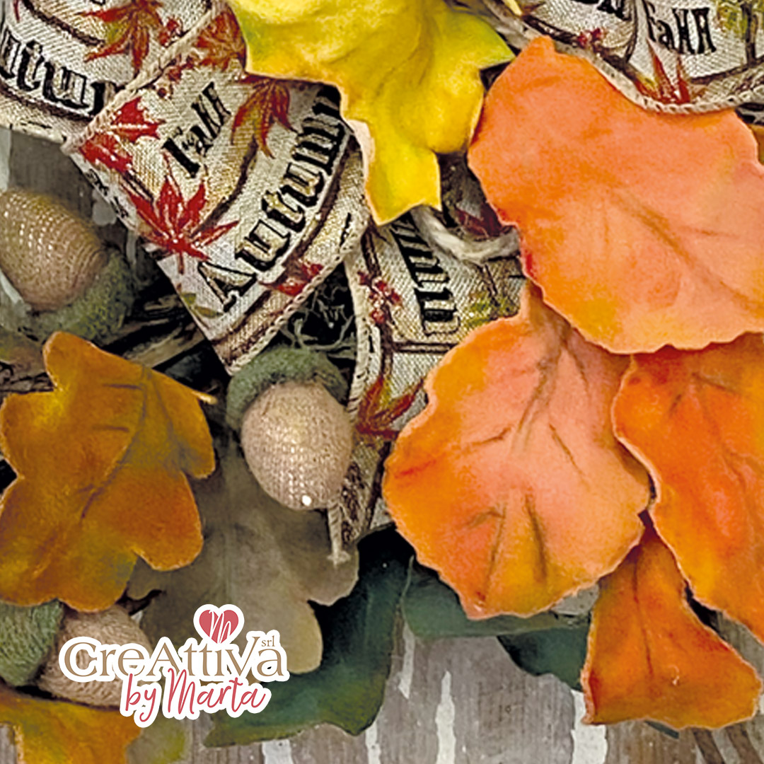KIT GHIRLANDA FOGLIE AUTUNNALI E GHIANDE IN VELLUTO CINIGLIATO - CRKFR013 - immagine 4
