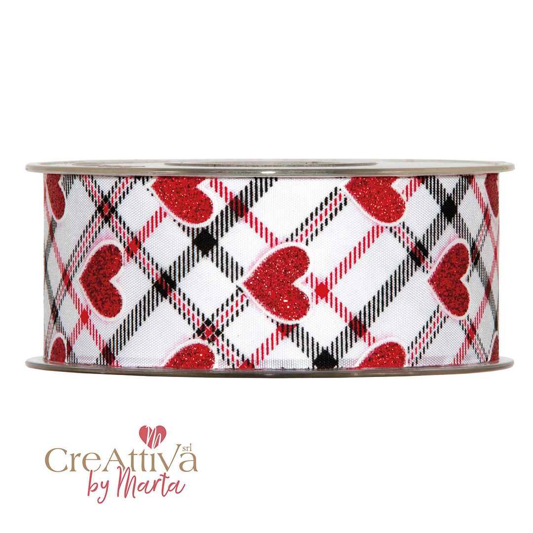 1 METRO DI NASTRO SCACCHI CUORI H.4CM - 78NAS337