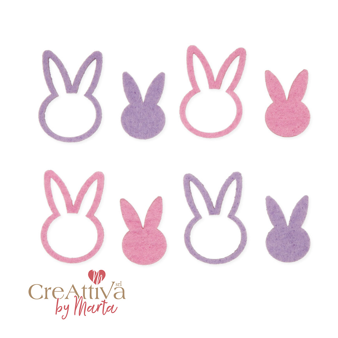 SET 24 CONIGLIETTI IN FELTRO 3/4,5CM - 97DEC142