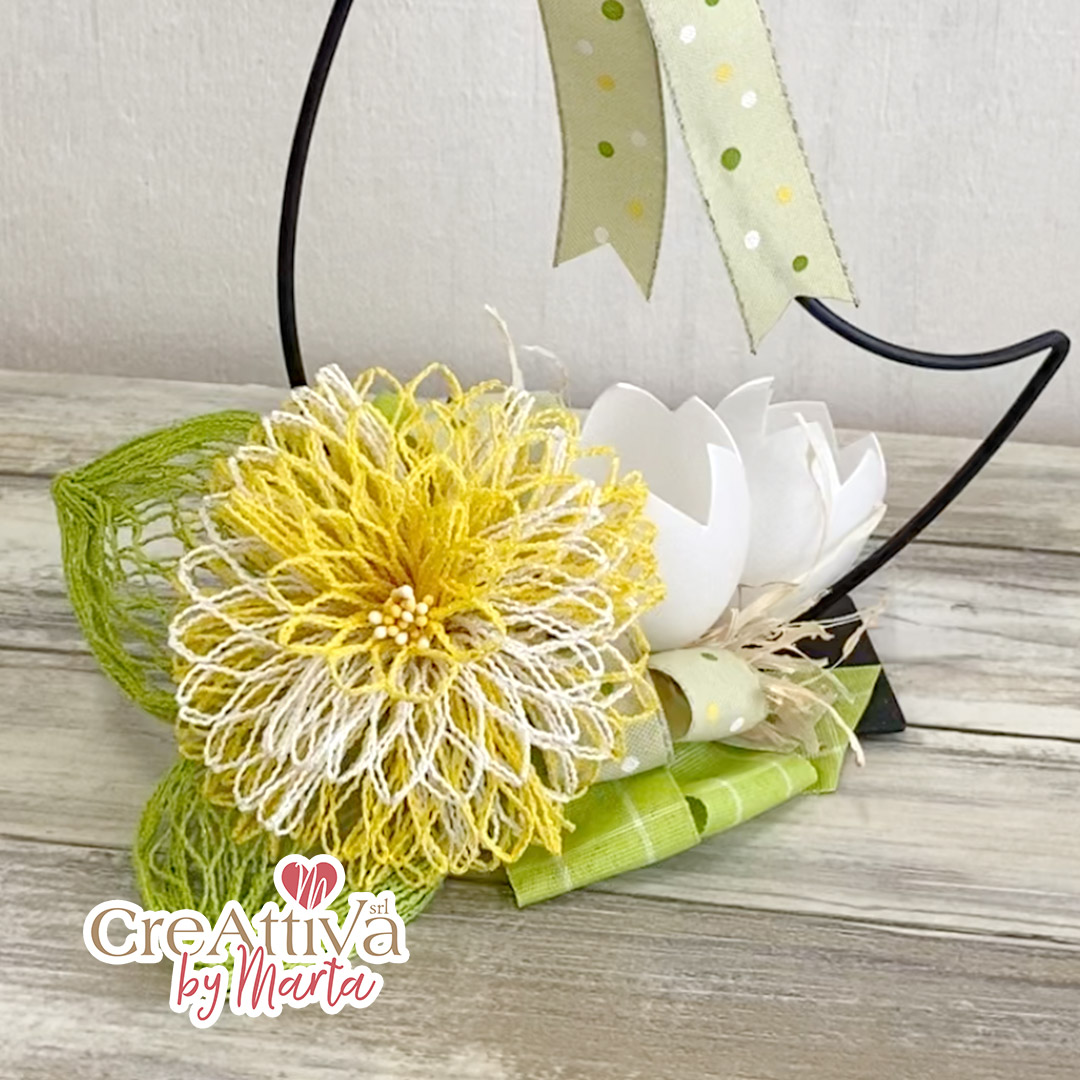 KIT GHIRLANDA OCA DA APPOGGIO CON FIORI IN NASTRO RETE - CRKIT480 - immagine 3