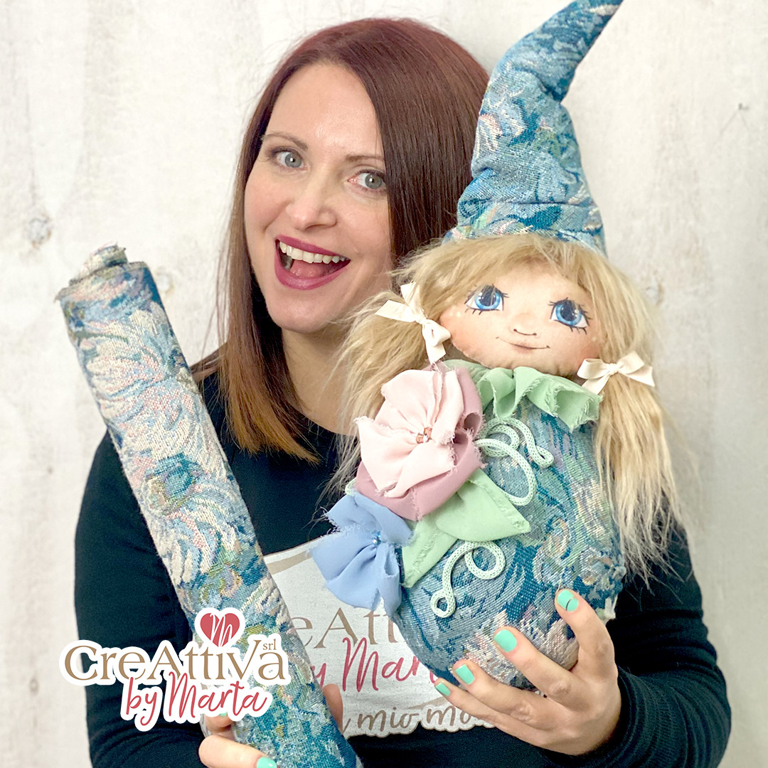 kit elfa in tessuto gobelin e viso in pannolenci stampato deco crkit496