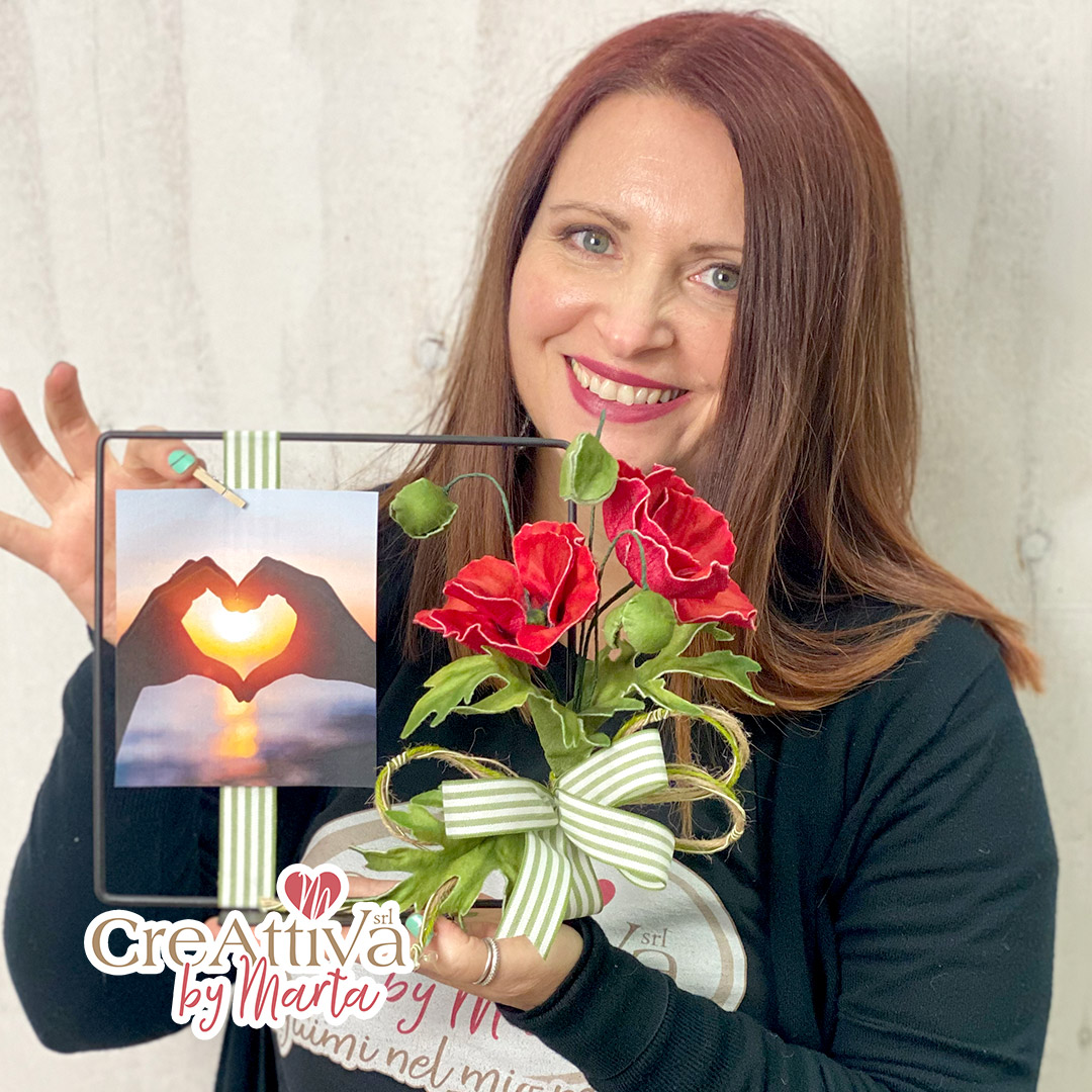 kit ghirlanda quadrata con papaveri in pannolenci morbidoso deco crkit498