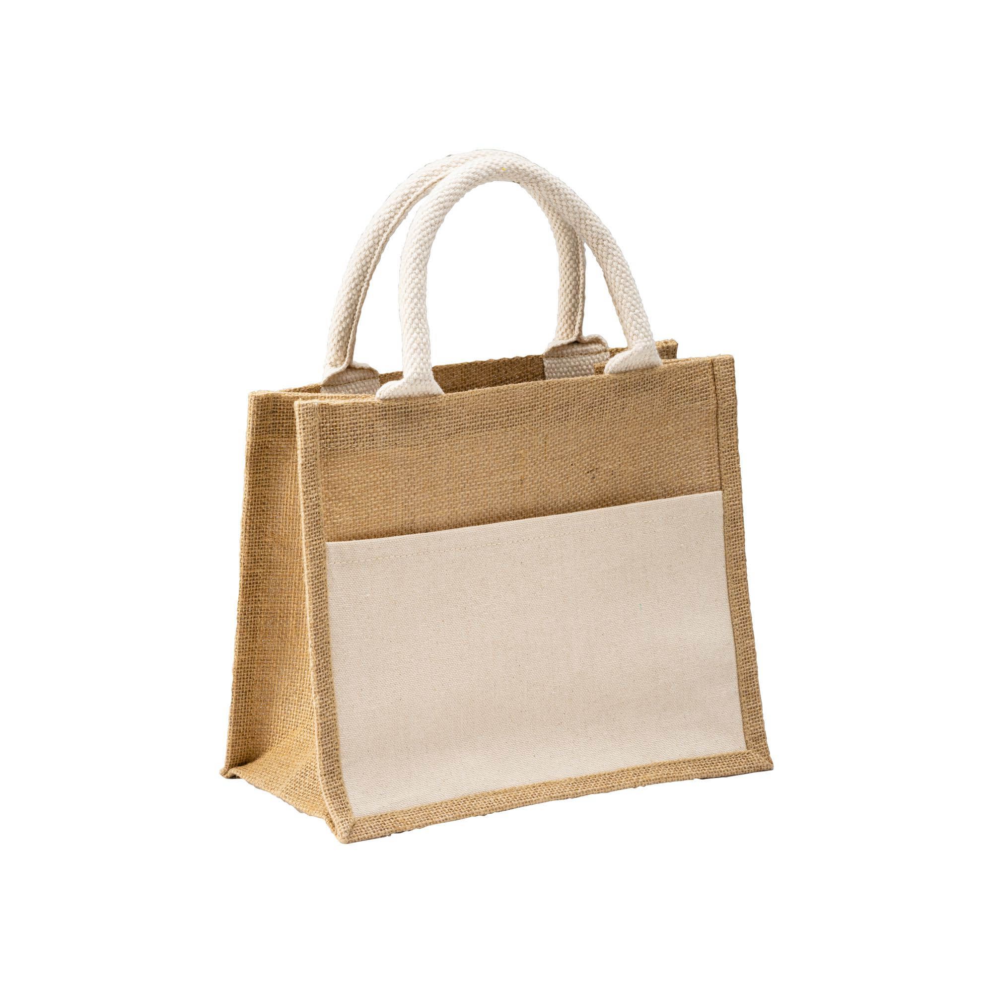 Borsa in juta con manici in corda