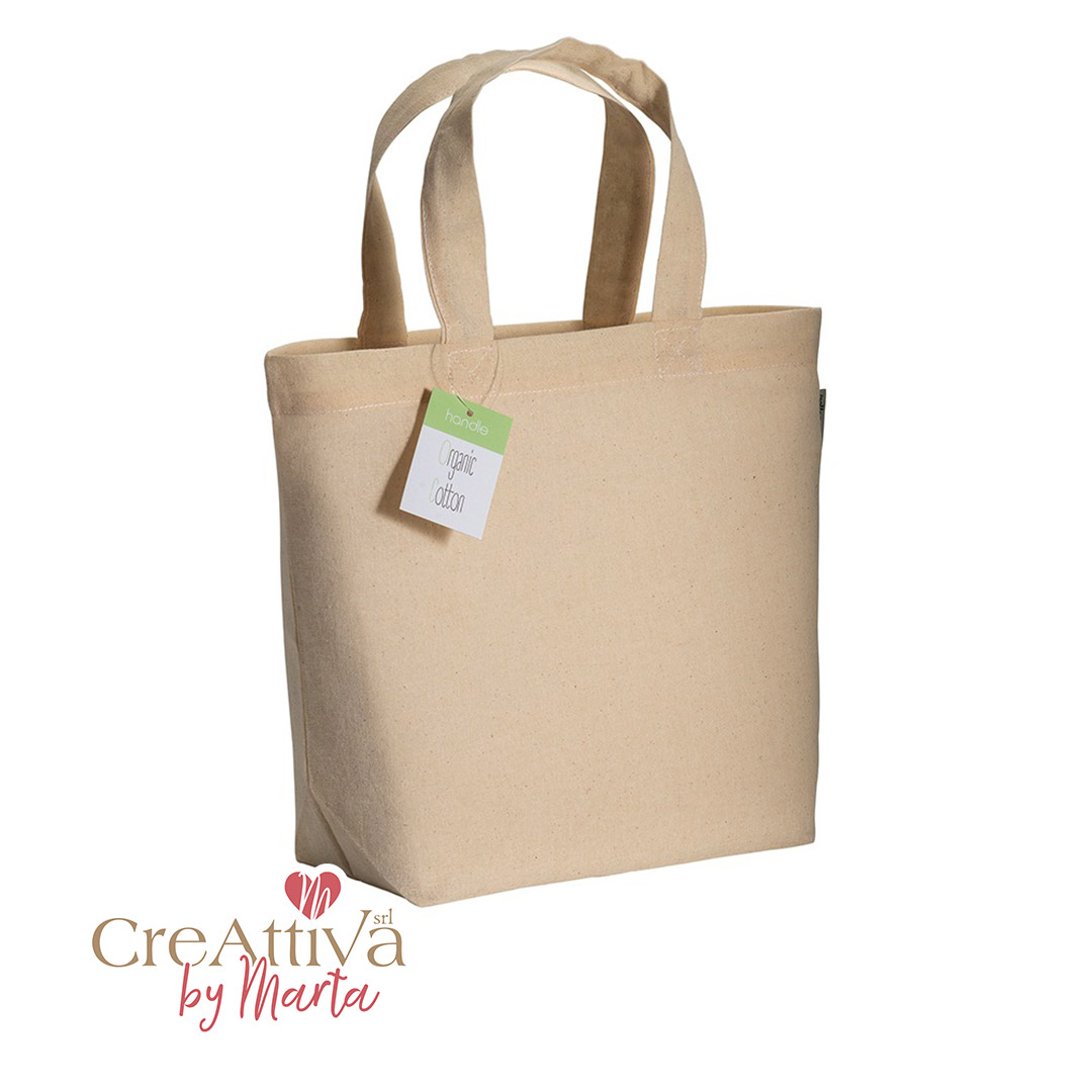 mini borsa in juta con manici e tasca in cotone 26x22x14cm crbor003