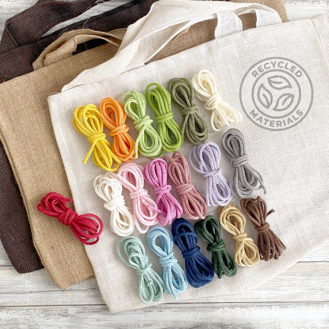 set 19 coloti per 2 mt di tricottino in carta riciclata con borsa omaggio crset017
