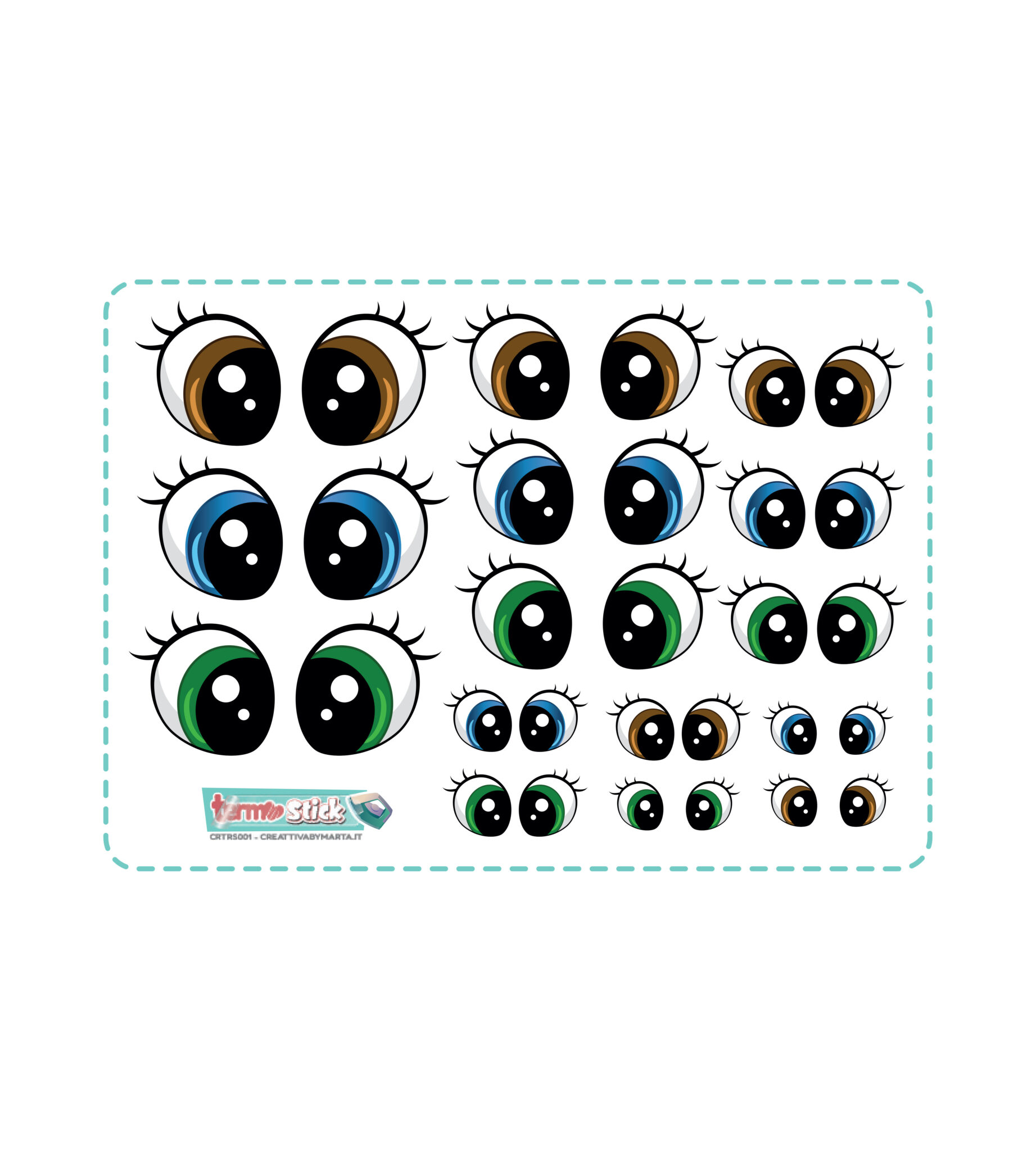 termostick bambola 3 3 set viso medio largo 6,4 cm circa crtrs018