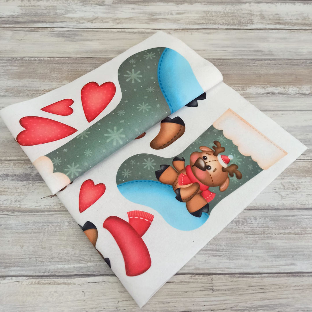 pannolenci morbidoso stampato 45x50cm calza renna crpms130