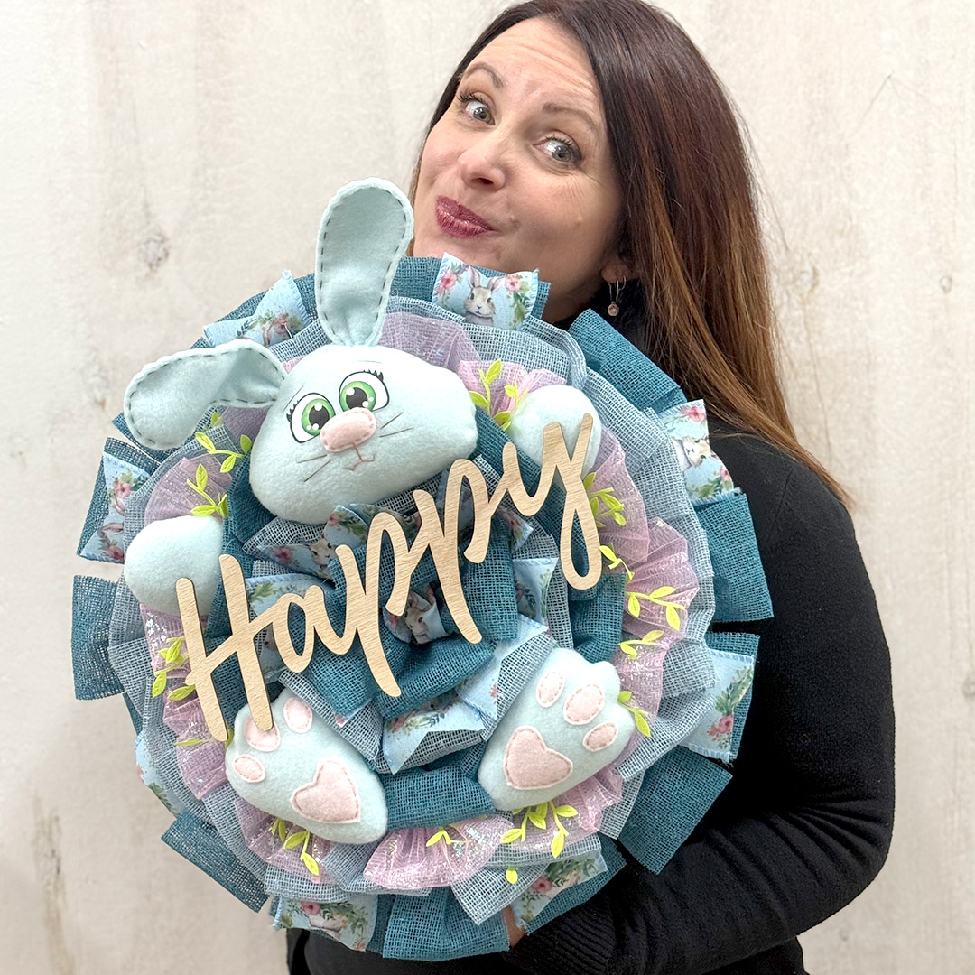 kit ghirlanda crafty twist in juta light nastro e coniglietto in pile crkit579