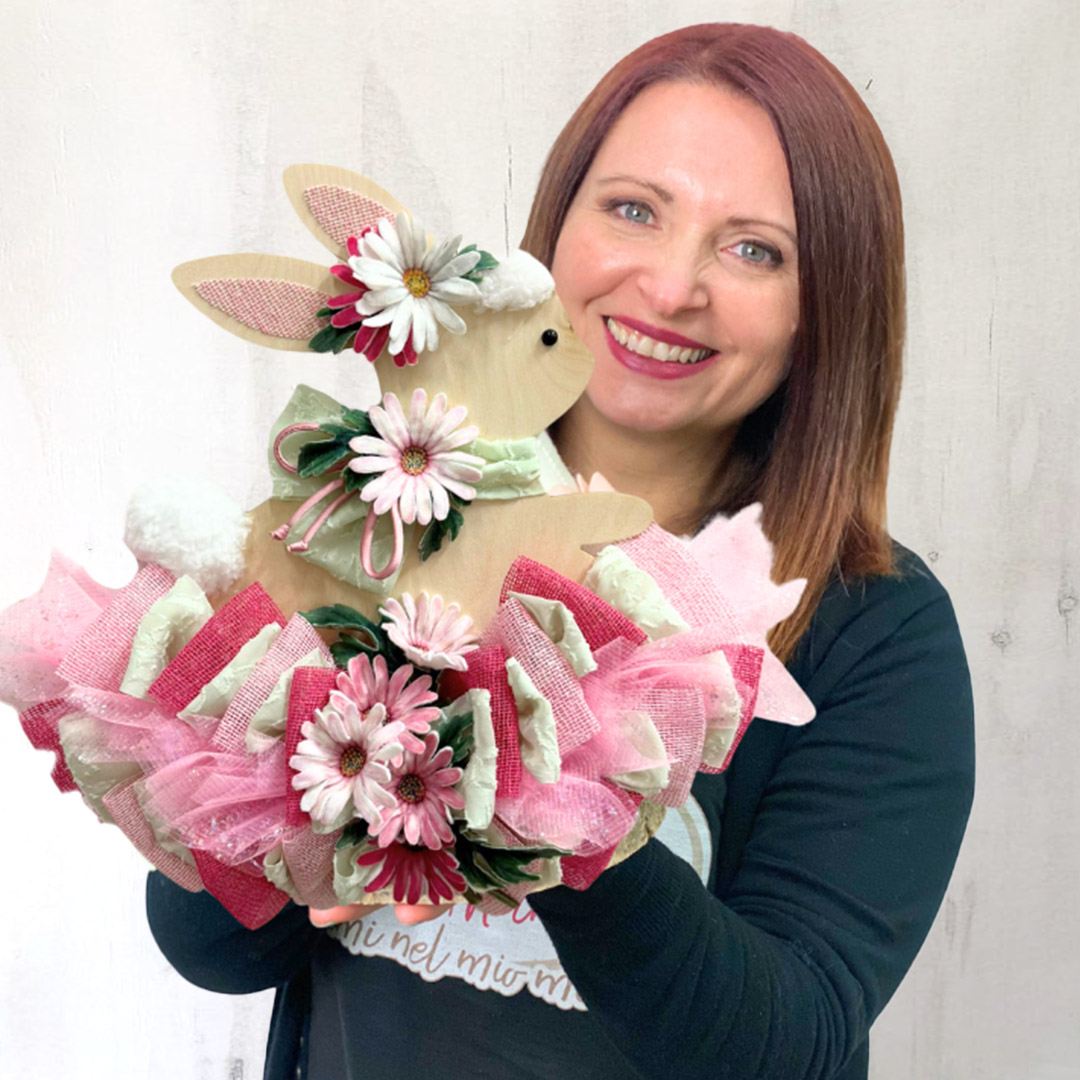 kit crafty twist coniglietto in juta e pannolenci stampato deco margherite crkit582