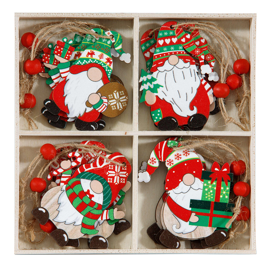 Decorazioni natalizie gnomi colorati con regali