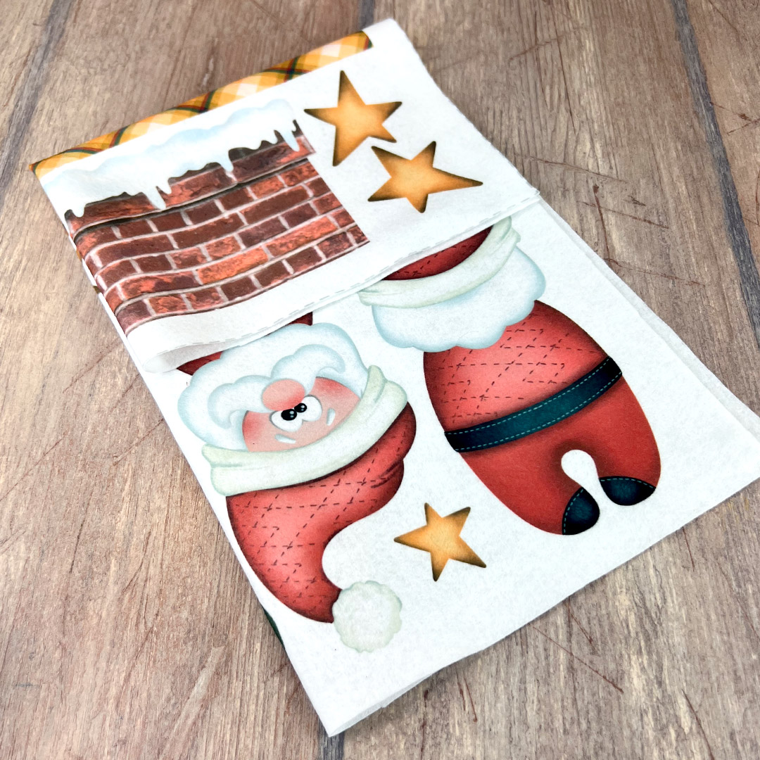 Decorazioni natalizie Babbo Natale camino stelle