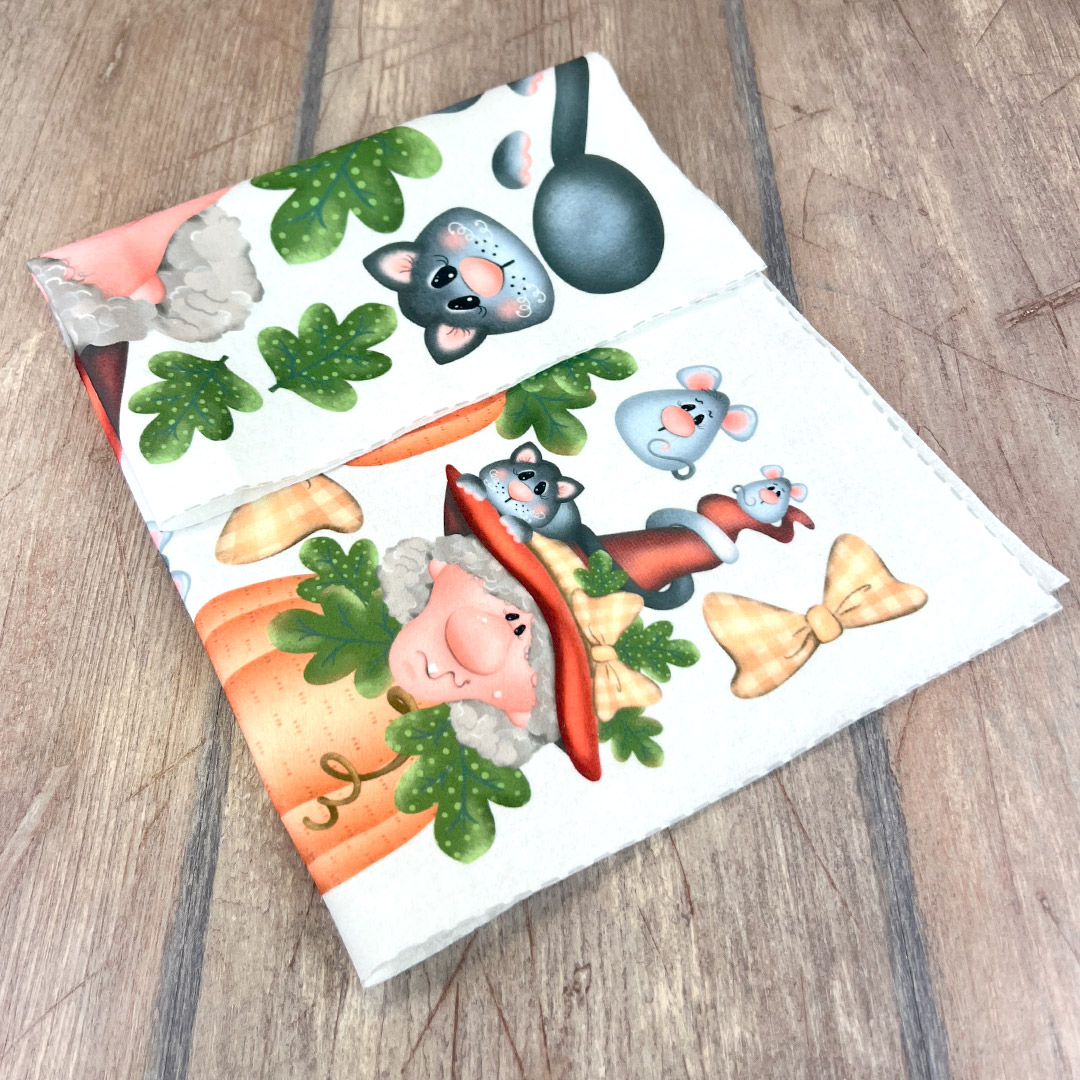 Tessuto stampato con personaggi buffi e colorati