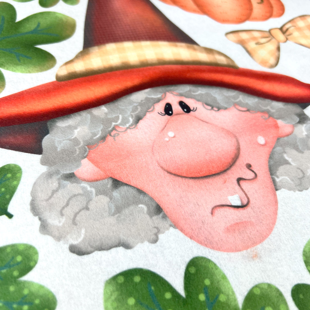 Illustrazione simpatica vecchietta con cappello rosso