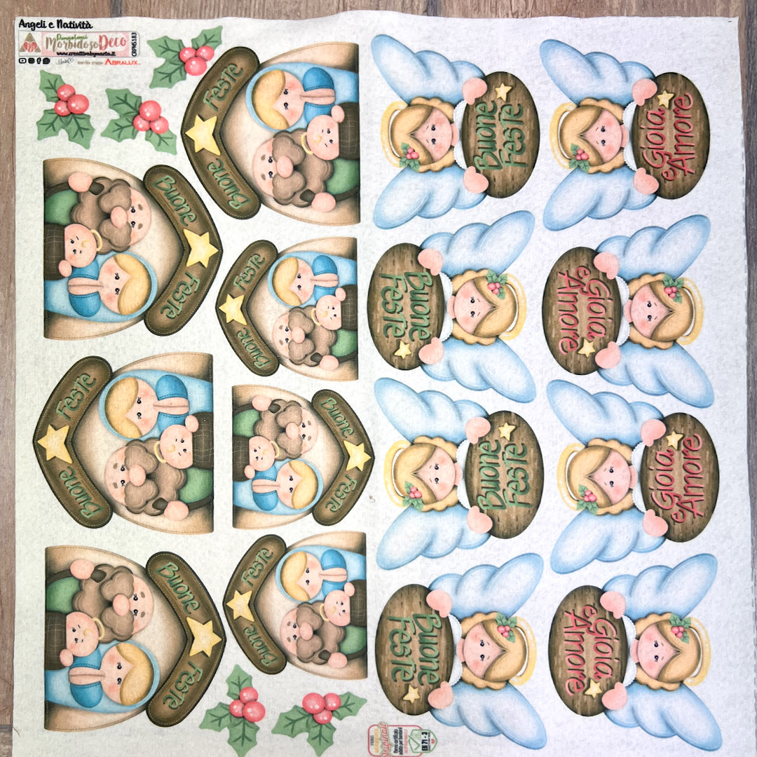 Decorazioni natalizie angeli e presepe Buone Feste