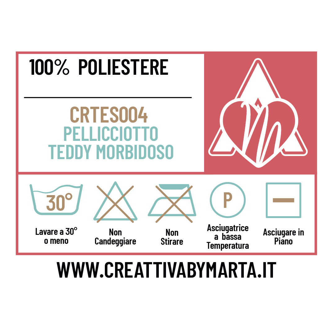 Etichetta lavaggio pellicciotto teddy morbido poliestere