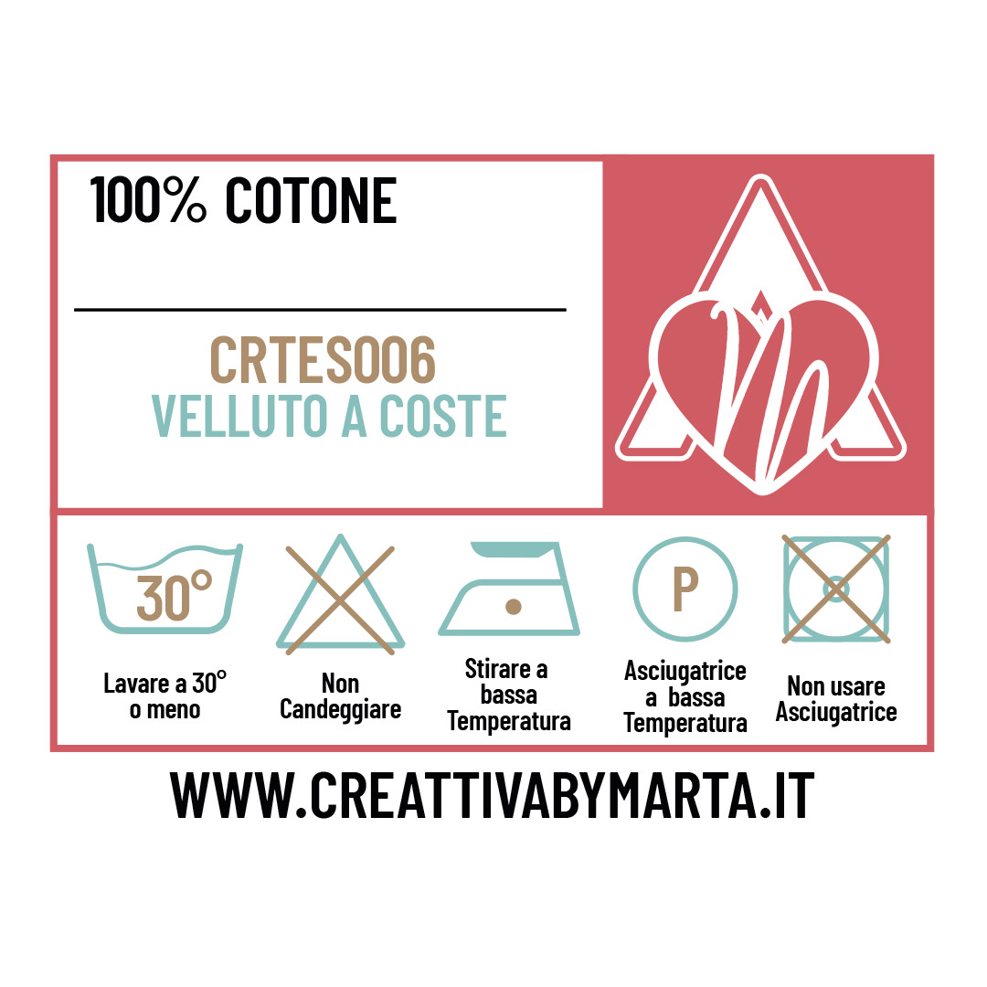 Etichetta tessuto cotone velluto a coste istruzioni lavaggio