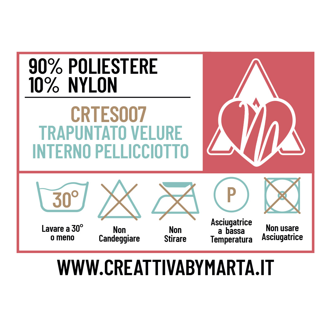 Etichetta tessuto trapuntato velure interno pellicciotto