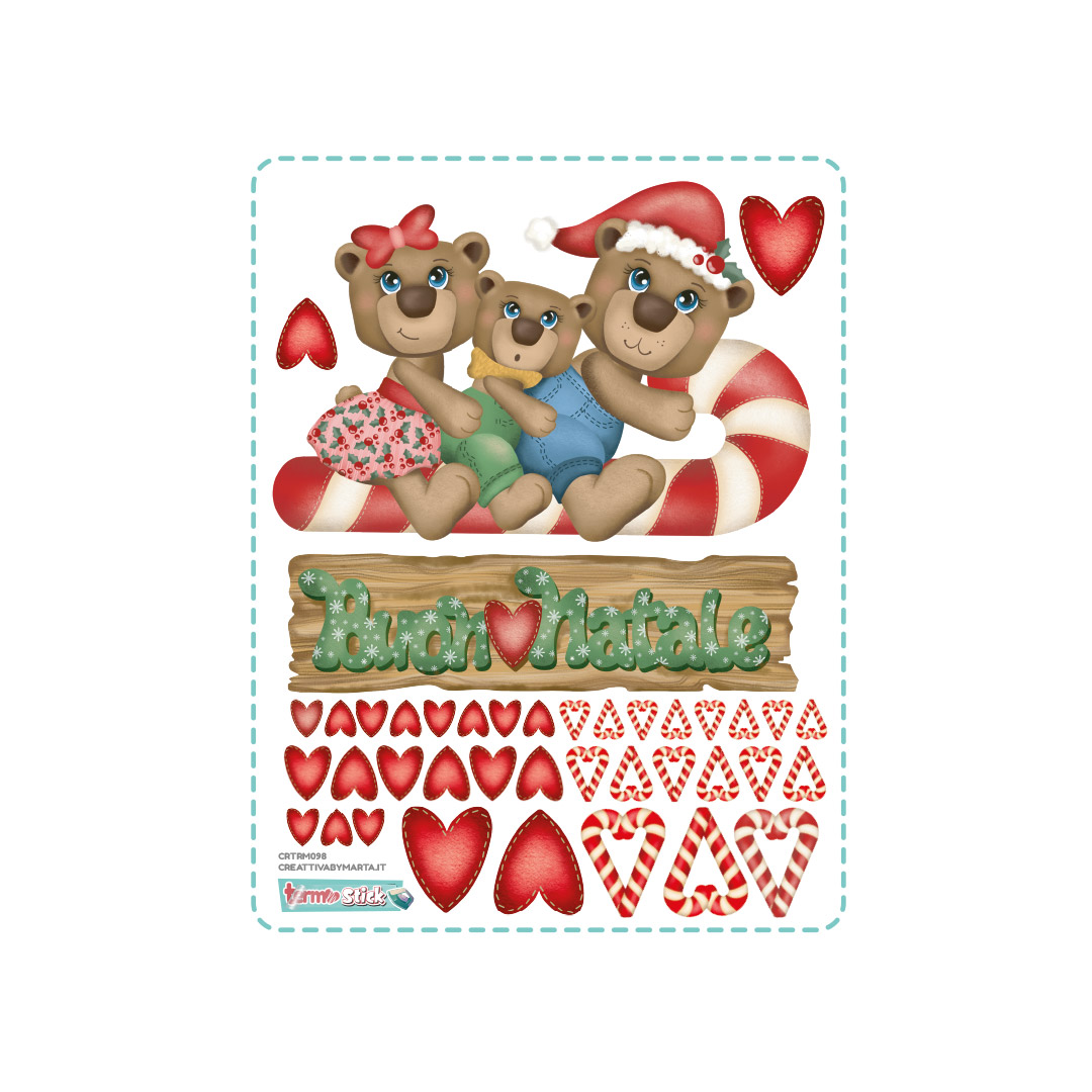 Orsetti natalizi con cuore e bastoncini zucchero