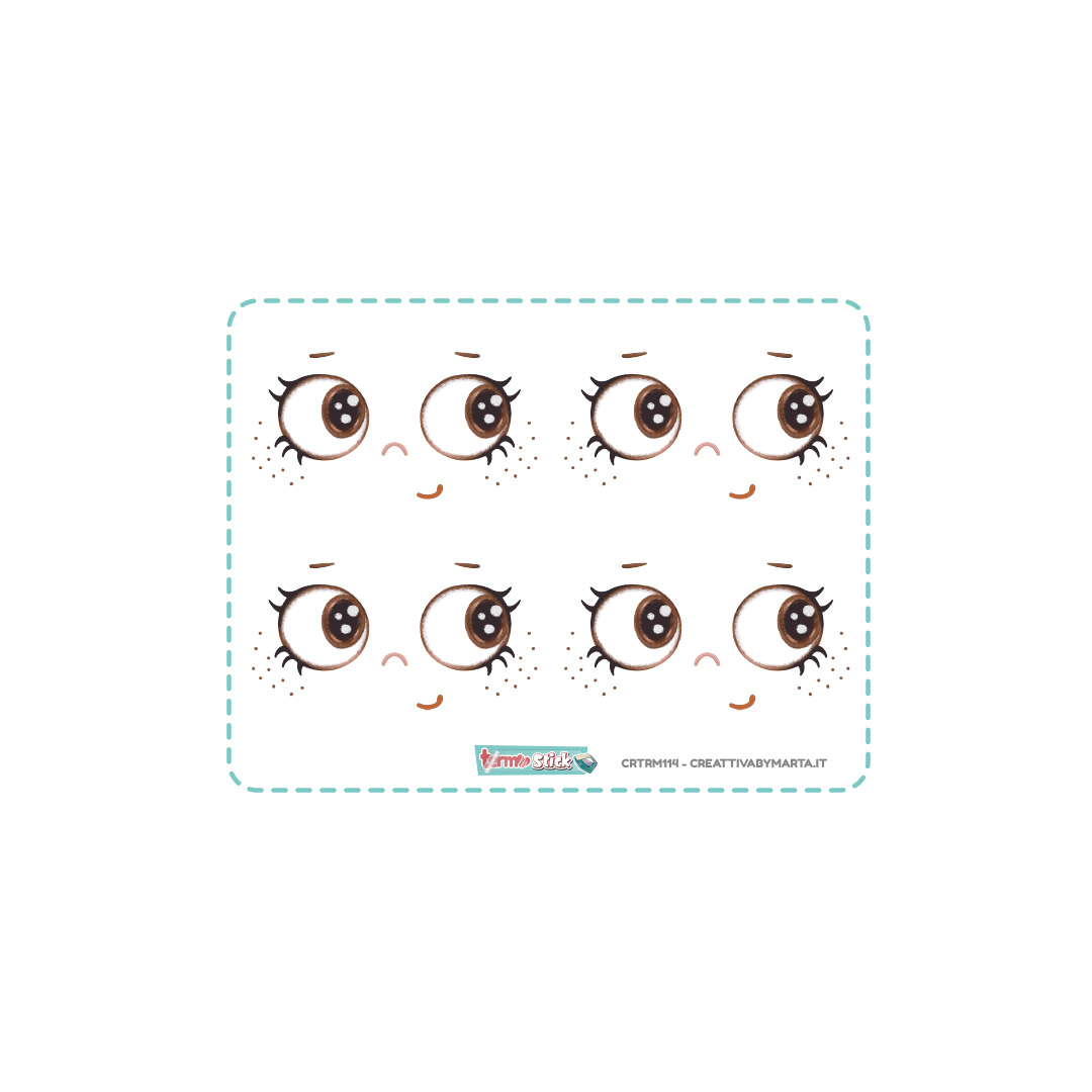 Sticker occhi kawaii marroni per decorazioni creative