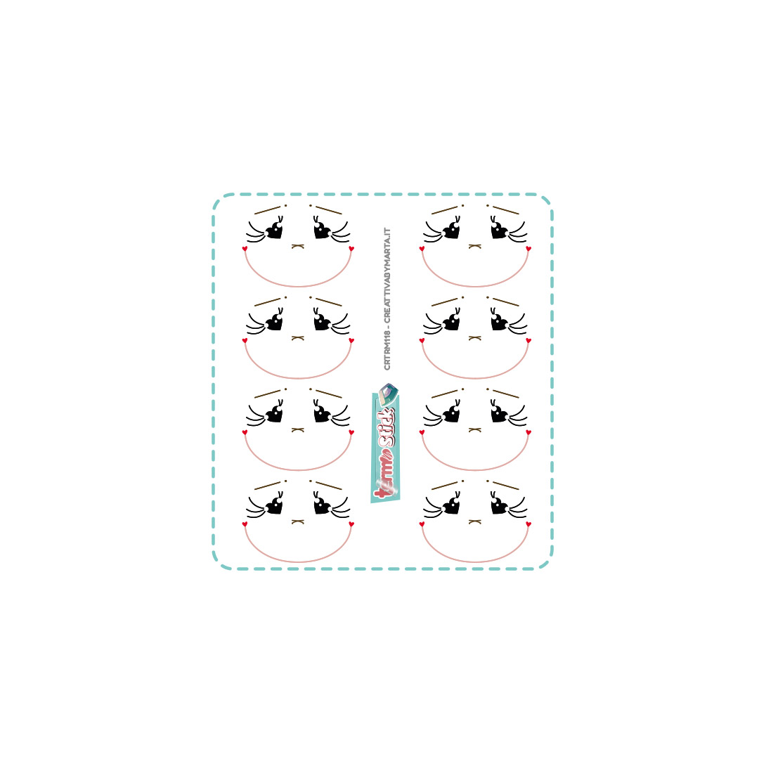Etichette adesive faccina gatto kawaii