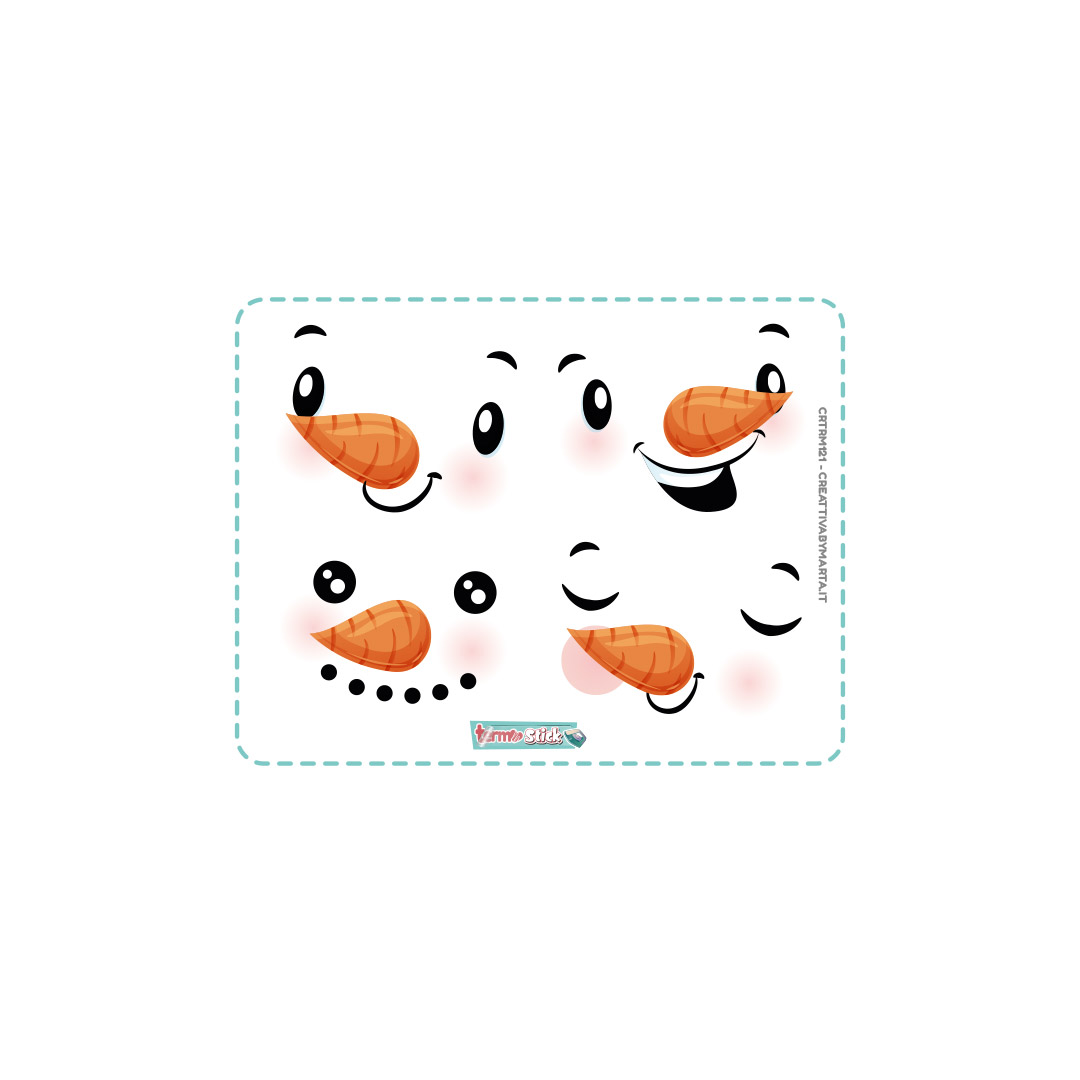 Facce di pupazzo di neve con nasi carota